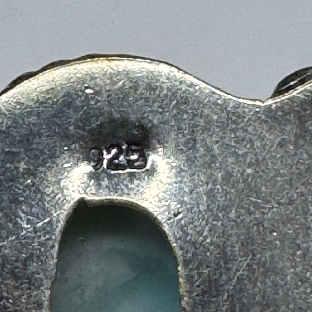 Beautiful Larimar and Fiery Labradorite 925 Silver Plated Earrings 2.5" - Picture 2 of 3